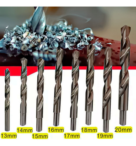 Kit 8 Broca Aço Rápido 13mm 14mm 15mm 16mm 17mm 18mm 19mm 20mm HSS Din338 Kit 8 Broca Aço Rápido 13mm 14mm 15mm 16mm 17mm 18mm 19mm 20mm HSS Din338
