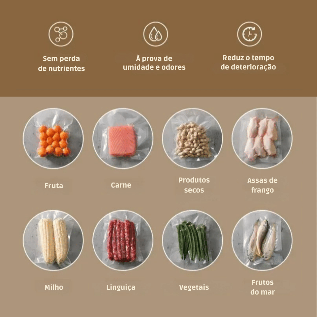 Máquina Seladora a Vácuo Alimentos 90W Bivolt + 10 Sacos Brinde