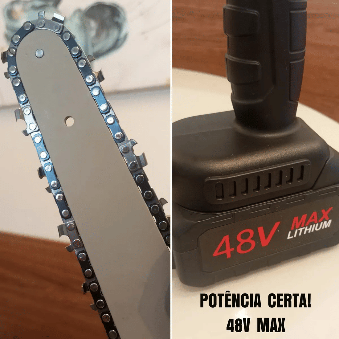 Motosserra Elétrica Portátil Sem Fio 8" + 2 Baterias 48V