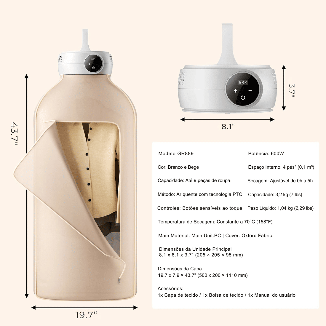 Secadora de Roupas Portátil