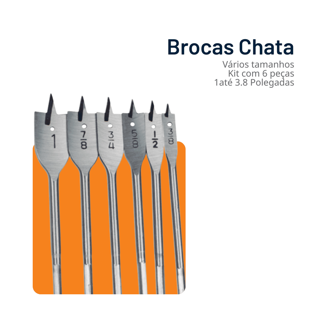 Broca Chata para Madeira Gesso - Vários Tamanhos Broca Chata para Madeira Gesso - Vários Tamanhos