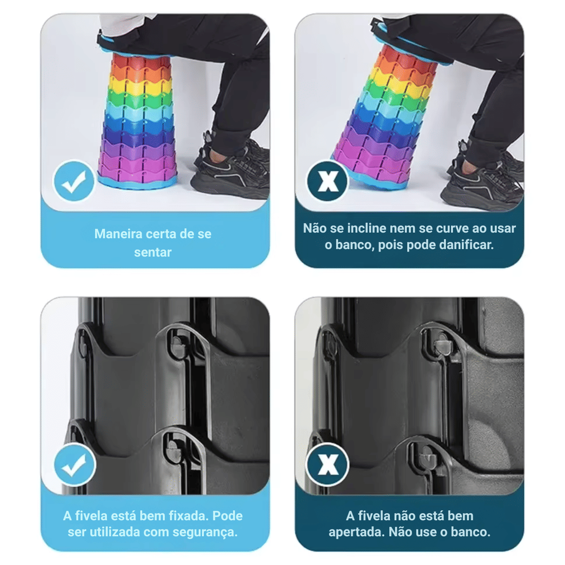 Banqueta Retrátil Banco Portátil com Alça Multiuso Leve Colorido