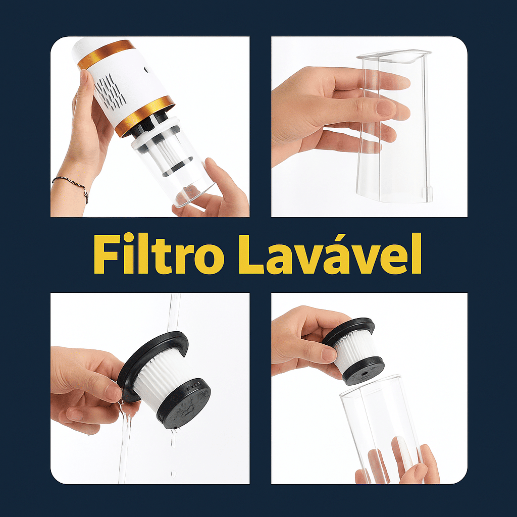 Aspirador de Pó Vertical Recarregável USB 120W Portátil 2 em 1