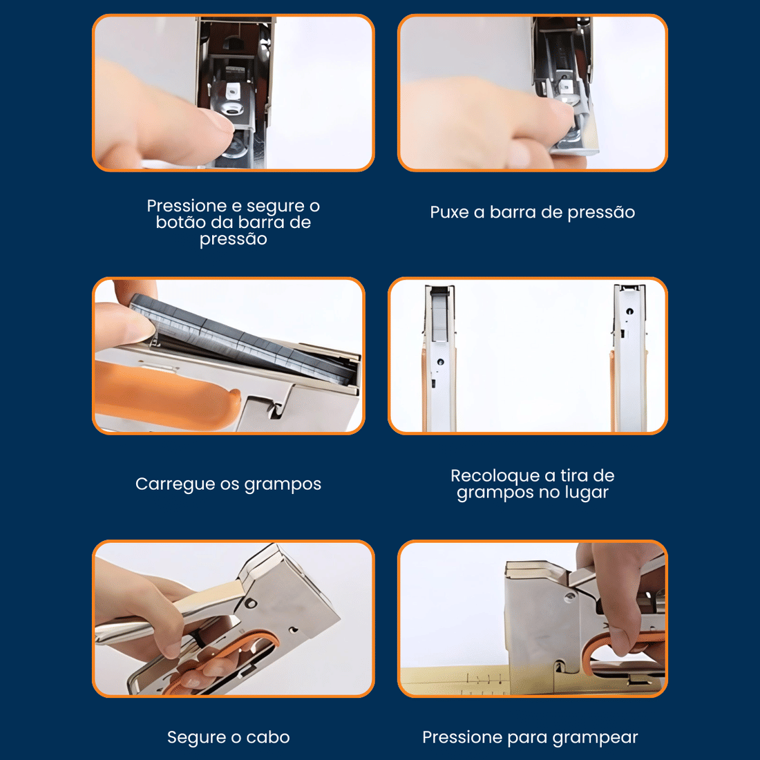 Grampeador Tapeceiro Profissional Madeira Pressão P/ Grampos