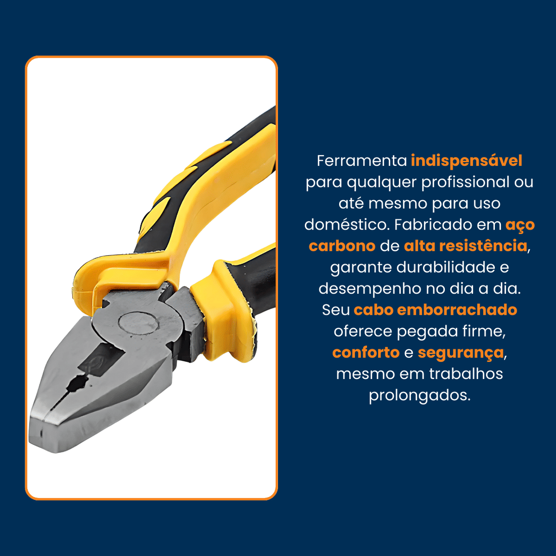 Alicate Universal 8" Aço Carbono Cabo Emborrachado Amarelo/Preto