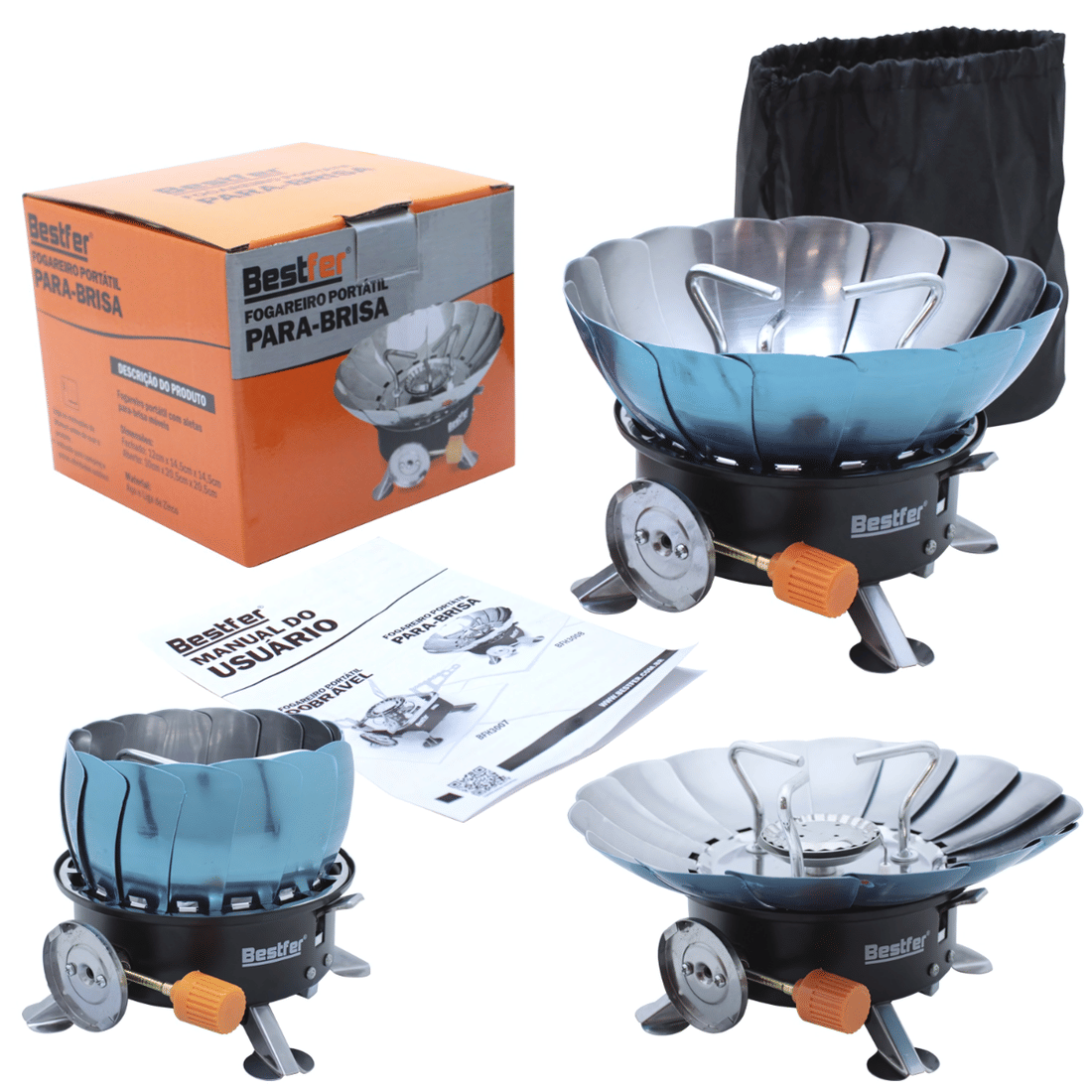 Fogareiro a Gás Portátil Dobrável com Estojo