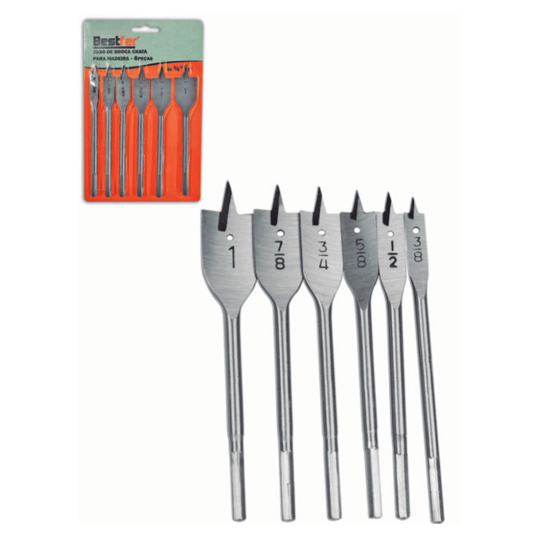 Broca Chata para Madeira Gesso - Vários Tamanhos Broca Chata para Madeira Gesso - Vários Tamanhos