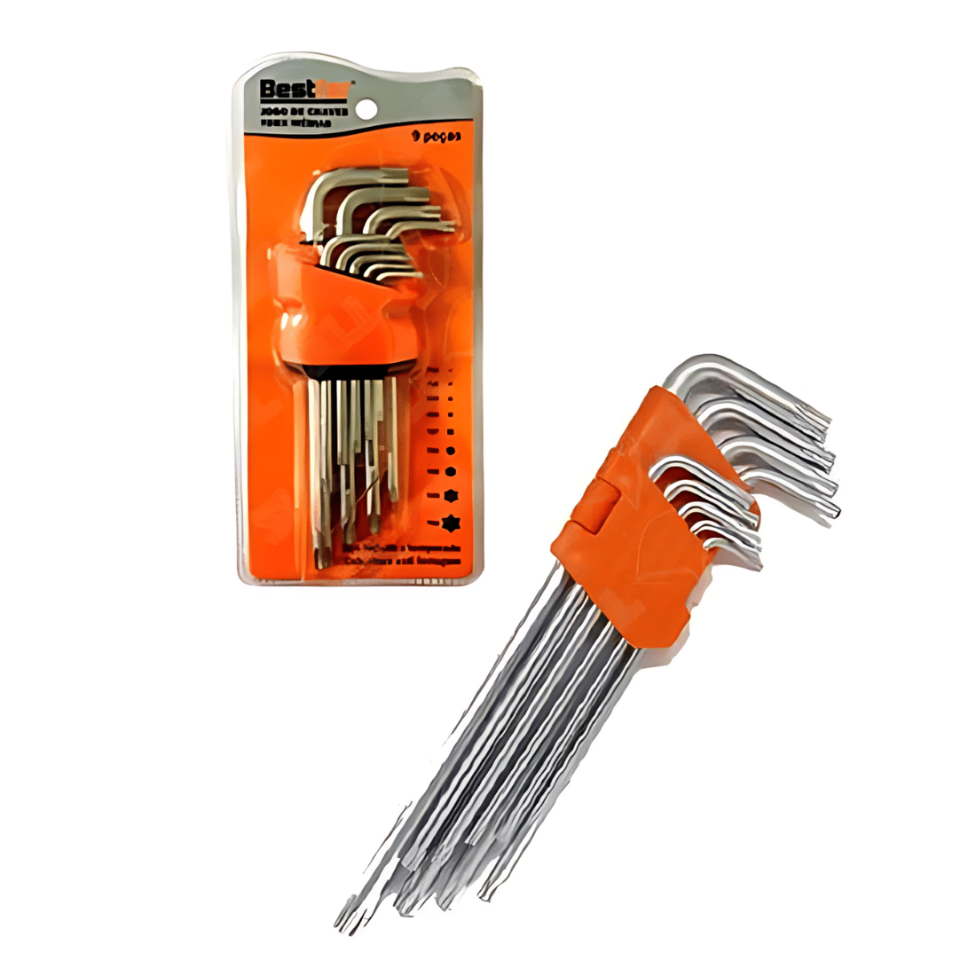 Chave Torx Tipo L Médio PRO Aço DF Anti Ferrugem Jogo Kit 9 pçs