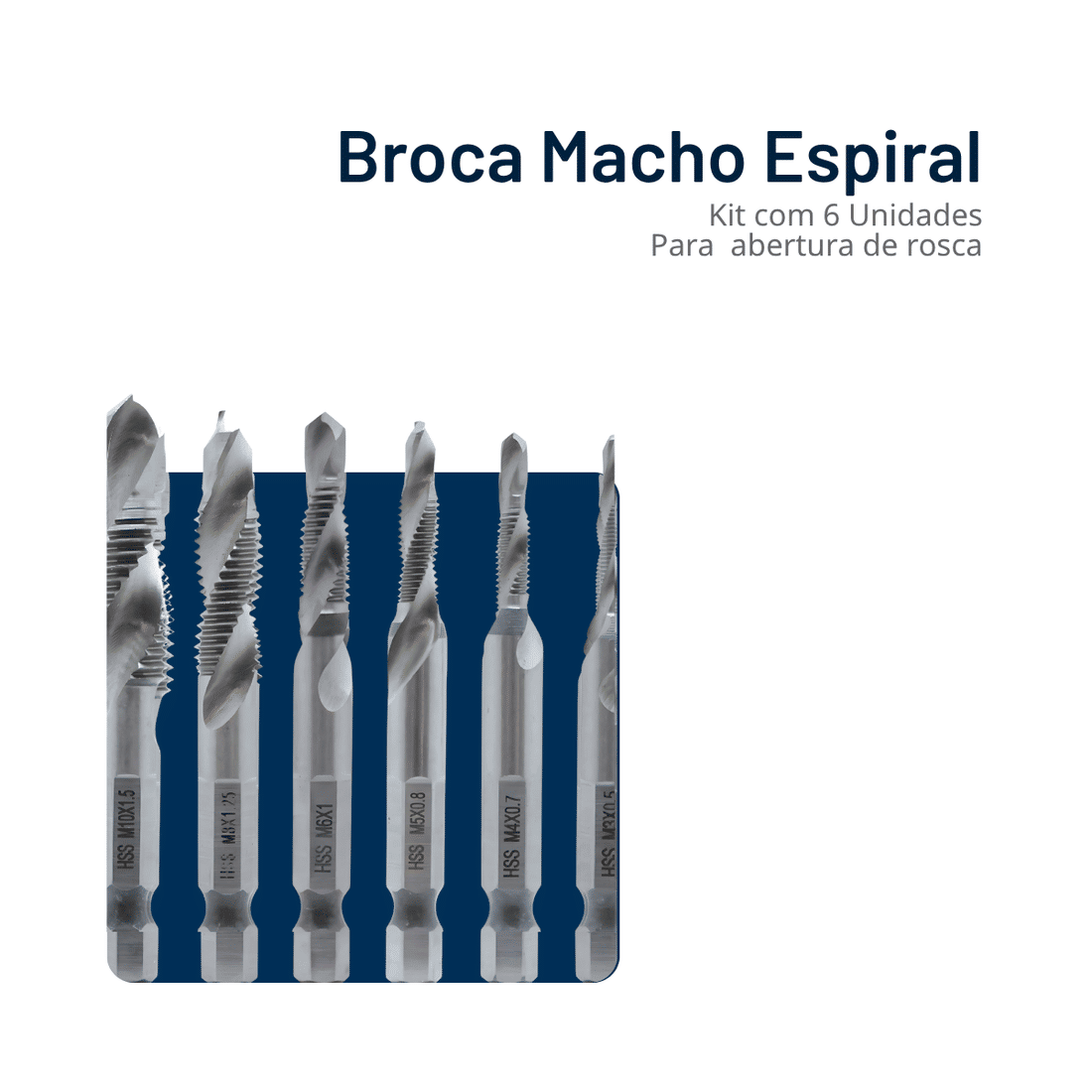 KIT DE BROCA MACHO ESPIRAL PARA ABERTURA DE ROSCA 6PCS KIT DE BROCA MACHO ESPIRAL PARA ABERTURA DE ROSCA 6PCS