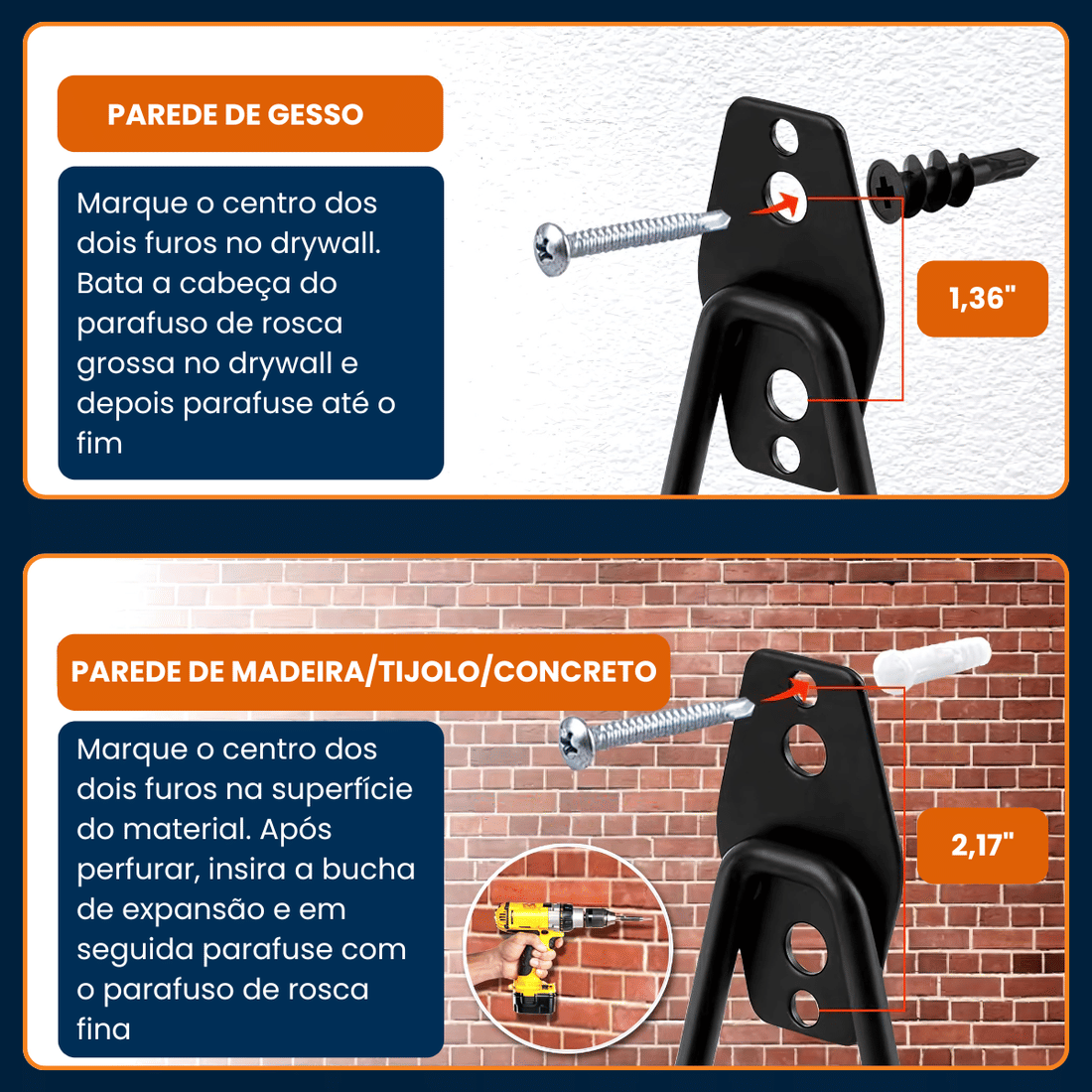 Suporte Gancho Multiuso para Parede Laranja