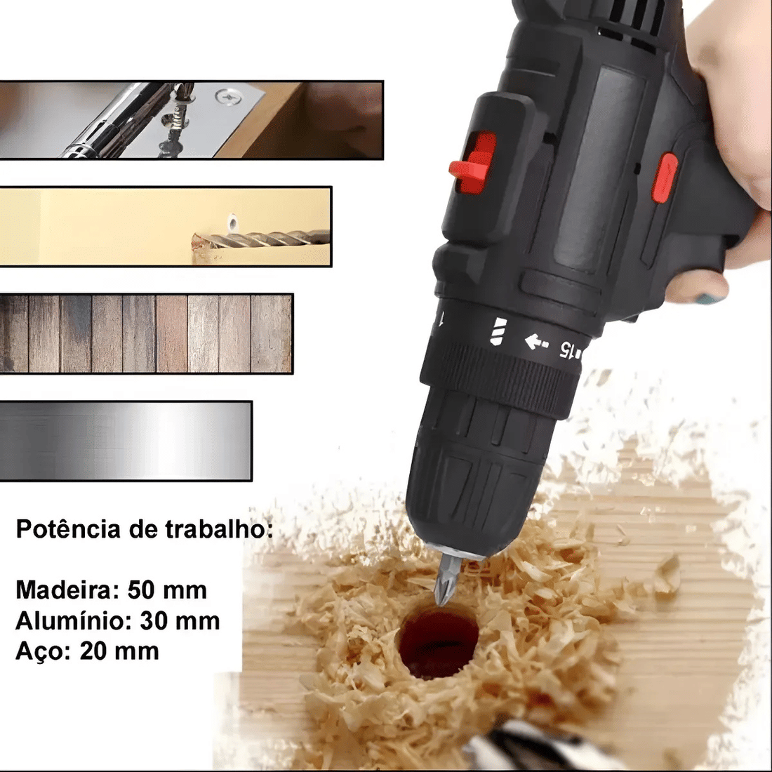 Parafusadeira Furadeira Sem Fio Potênte + 2 Baterias 36v + Acessórios Bivolt