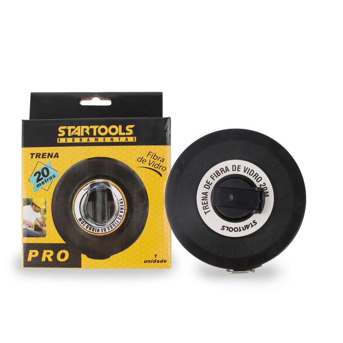 Trena de Fibra de Vidro 10/20m Recolhimento Rápido Alta Precisão Fita Métrica Longa Pedreiro