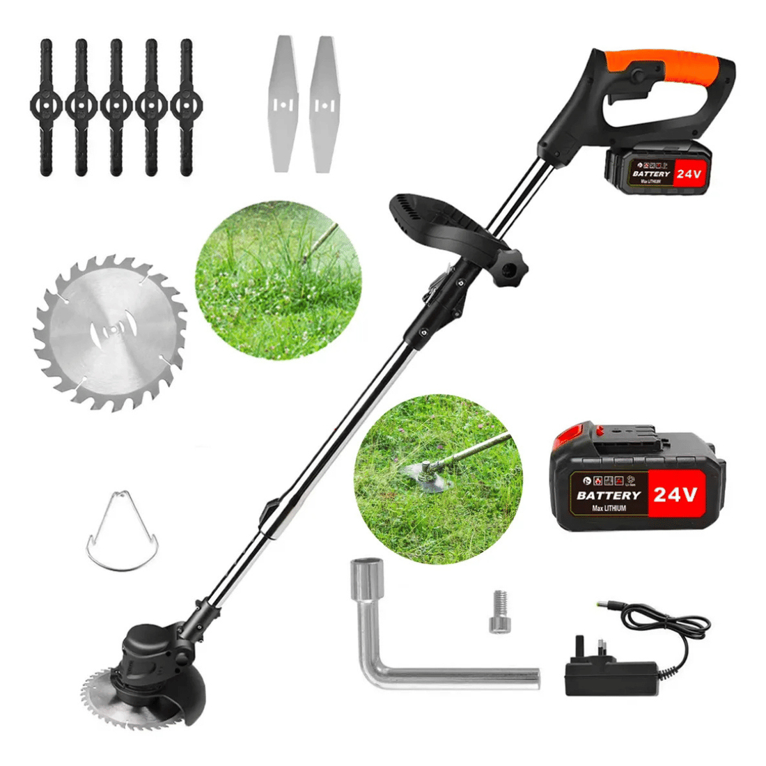 Aparador de Grama Cortador Portátil Sem Fio Bateria 24V Roçadeira