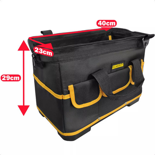 Bolsa para Ferramentas 16" Base Emborrachada Reforçada Múltiplos Bolsos Alça Ajustável