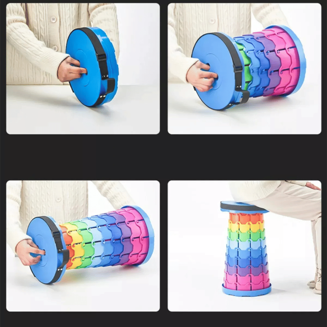 Banqueta Retrátil Banco Portátil com Alça Multiuso Leve Colorido