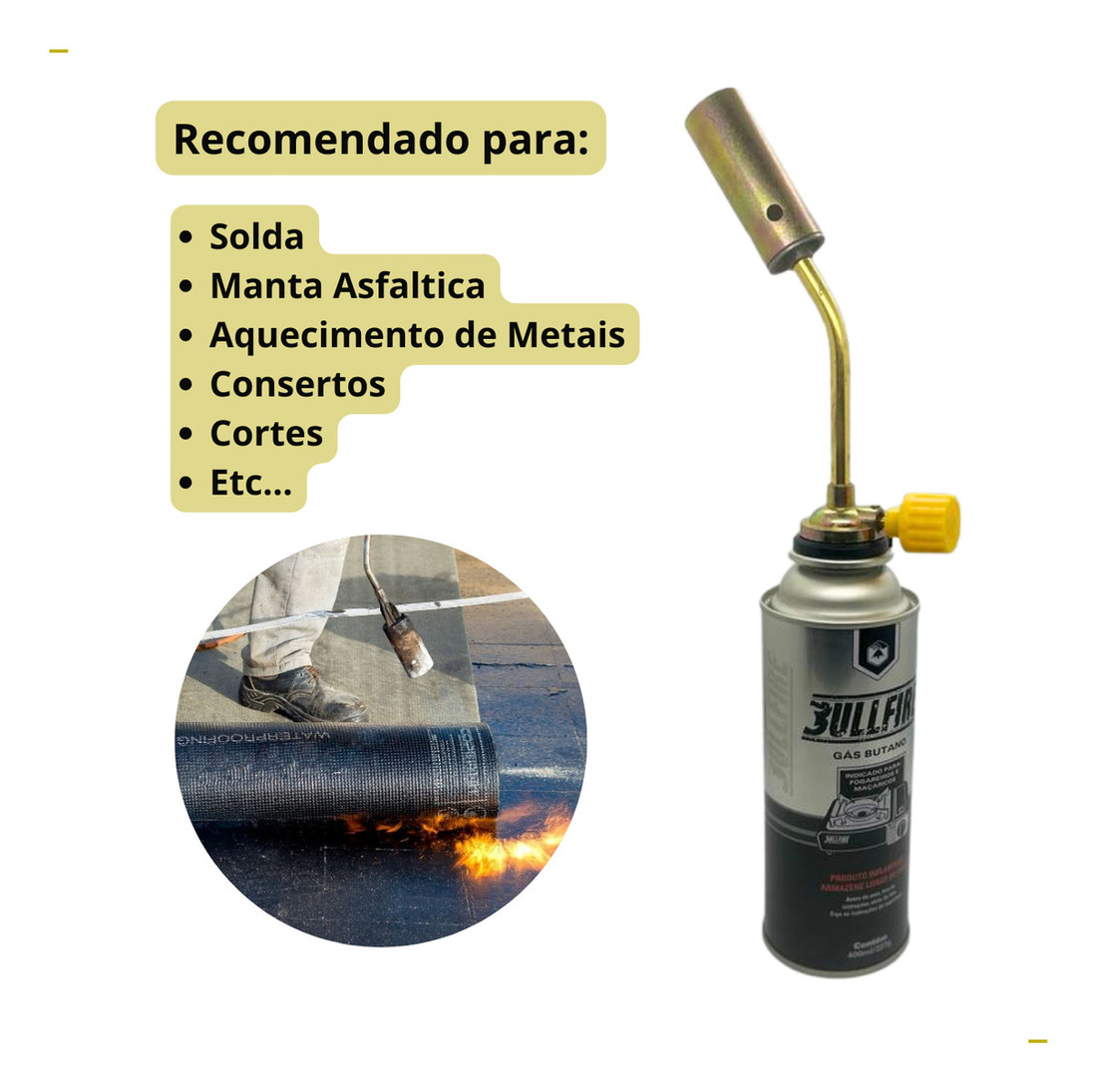 Maçarico Portátil com Regulagem de Chama Acendimento Automático Ideal para Culinária e Solda