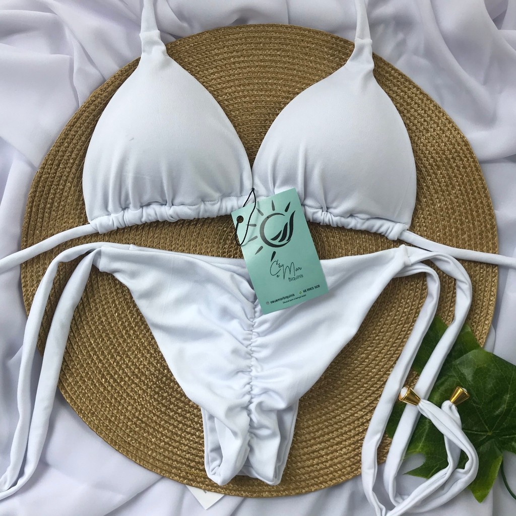 Biquíni Cortininha e Empina Bumbum Branco Biquíni Cortininha e Empina Bumbum Branco