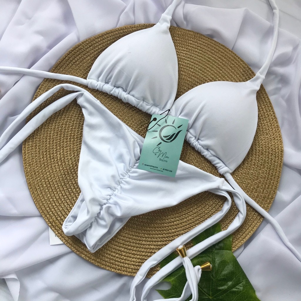 Biquíni Cortininha e Empina Bumbum Branco Biquíni Cortininha e Empina Bumbum Branco