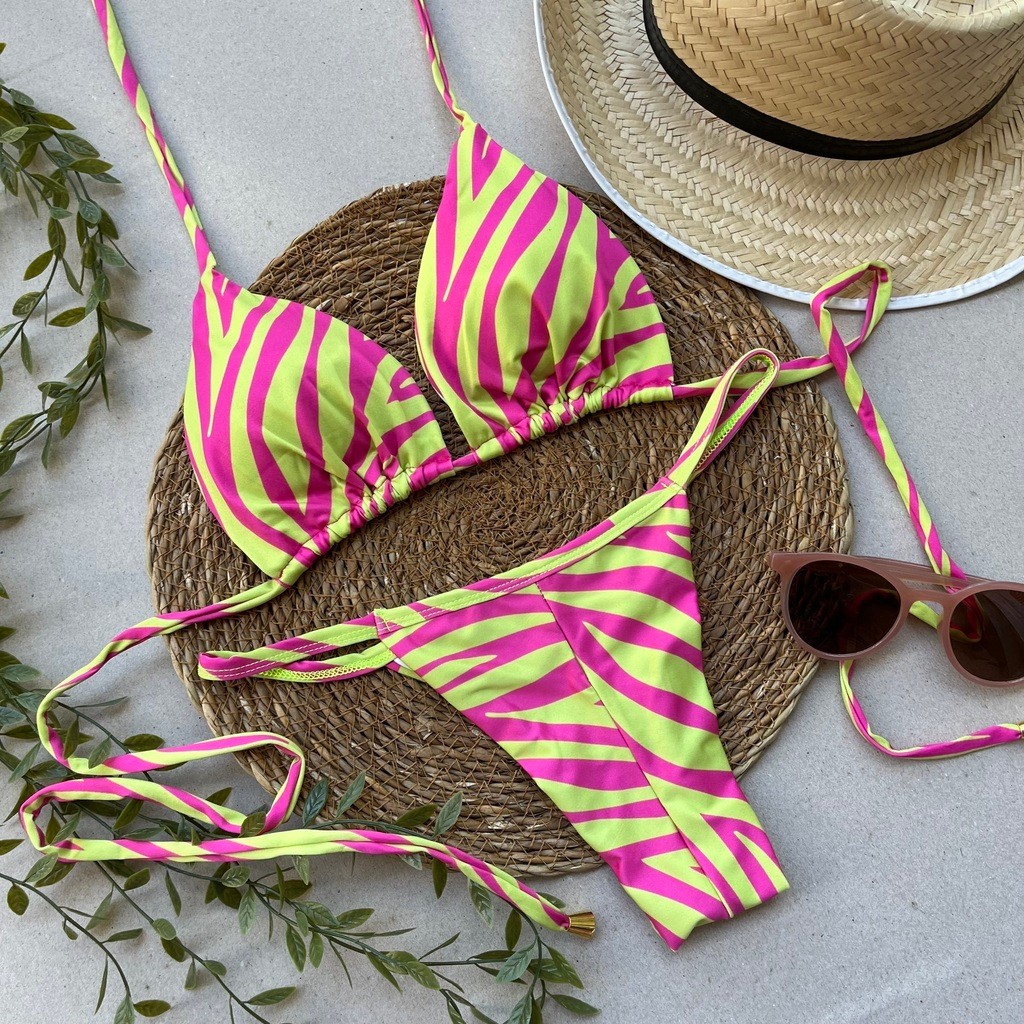 Biquíni Cortininha e Fita Zebra Pink