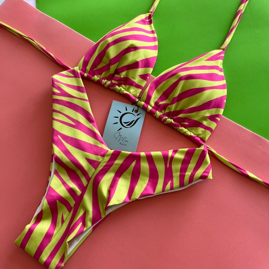 Biquíni Cortininha e Asa Delta Zebra Pink Biquíni Cortininha e Asa Delta Zebra Pink