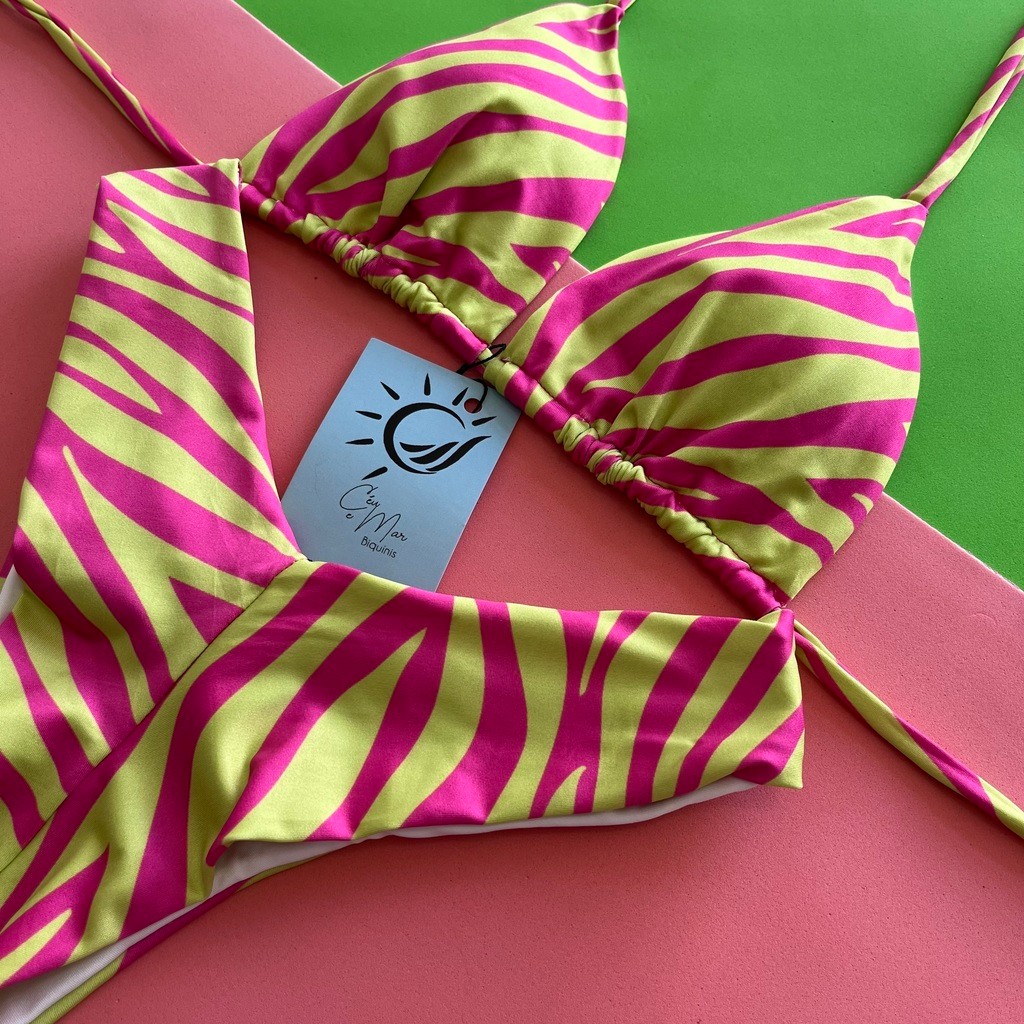 Biquíni Cortininha e Asa Delta Zebra Pink Biquíni Cortininha e Asa Delta Zebra Pink