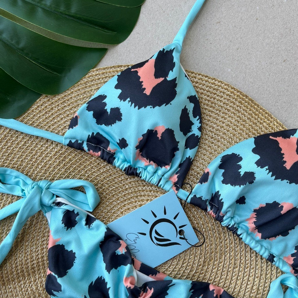 Biquíni Cortininha e Empina Bumbum Onça Azul