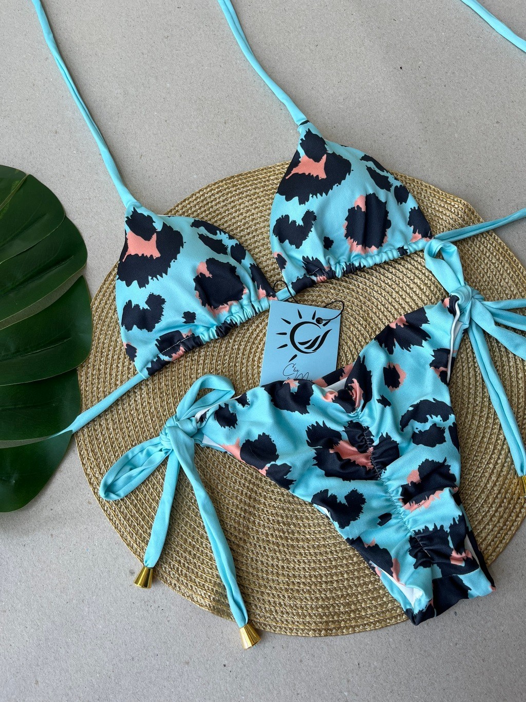 Biquíni Cortininha e Empina Bumbum Onça Azul