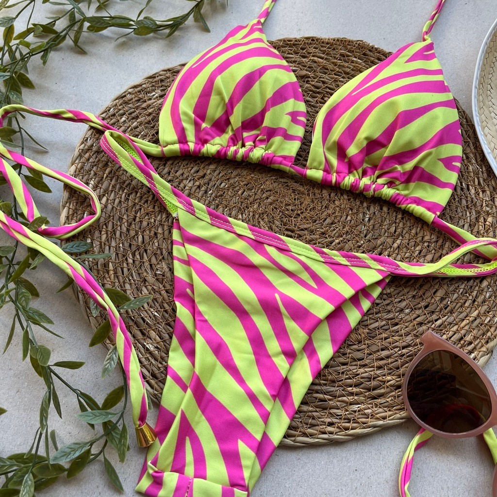 Biquíni Cortininha e Fita Zebra Pink
