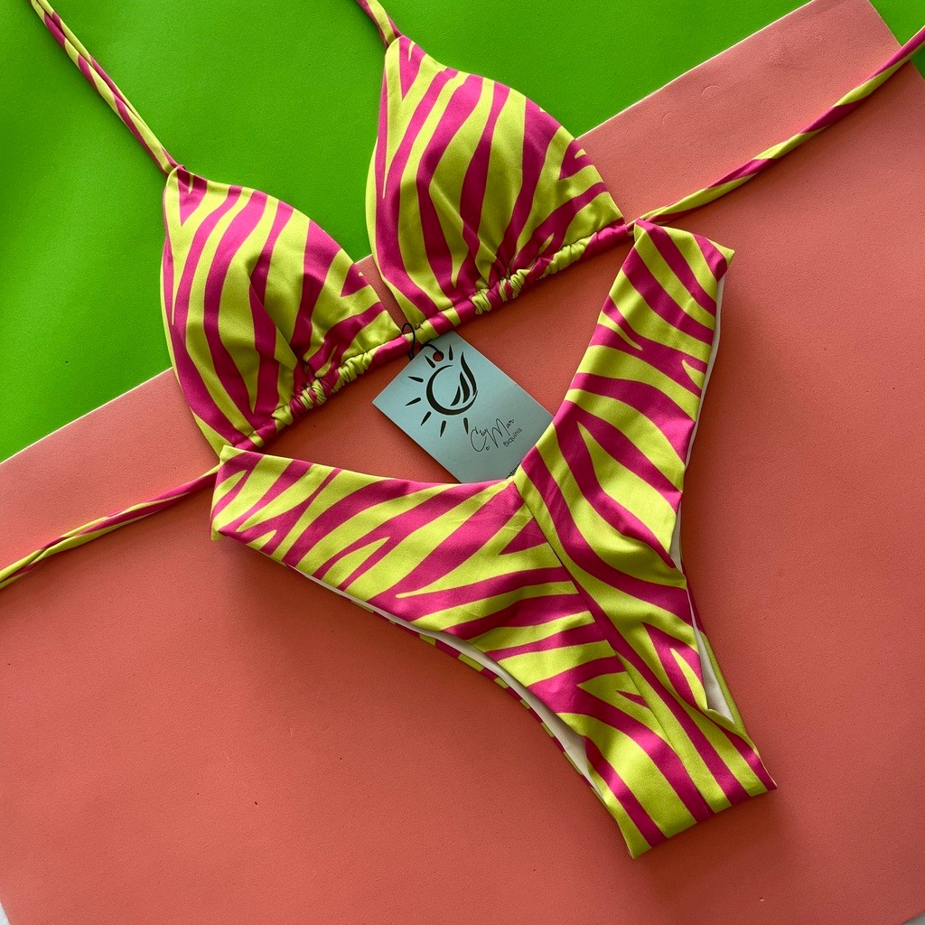 Biquíni Cortininha e Asa Delta Zebra Pink Biquíni Cortininha e Asa Delta Zebra Pink