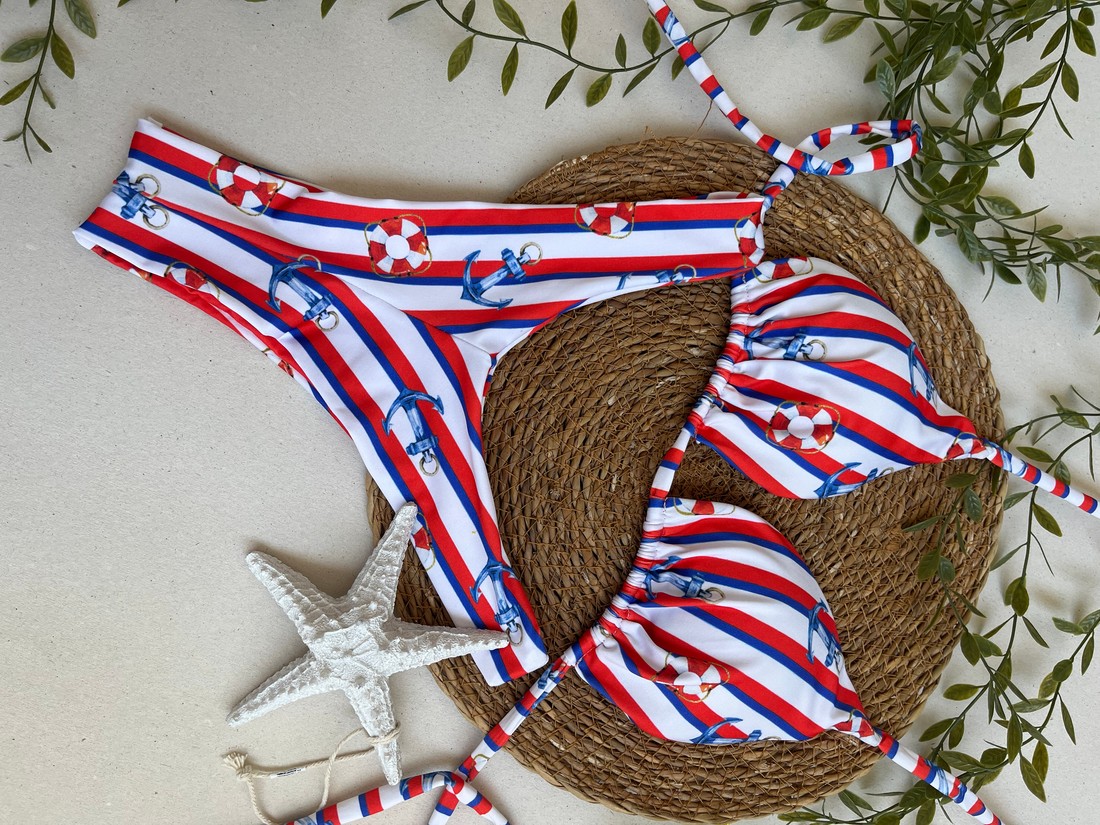 Biquíni Marinheiro Cortininha e Asa delta