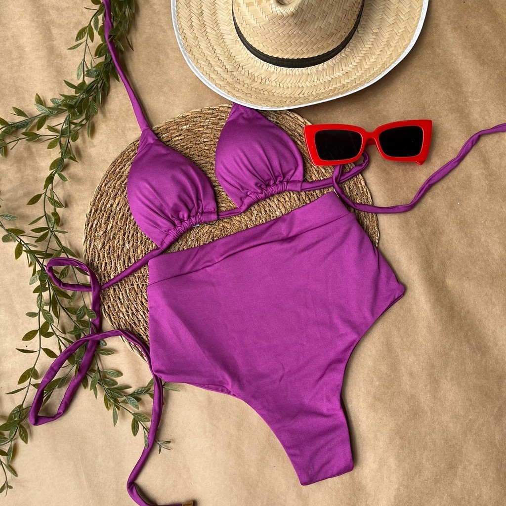 Biquíni Cortininha e HotPants Magenta Biquíni Cortininha e HotPants Magenta