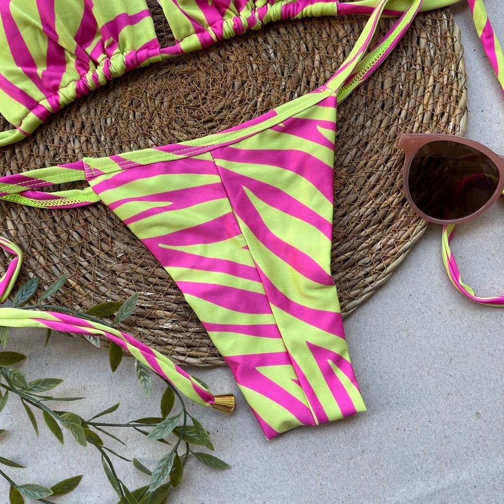 Biquíni Cortininha e Fita Zebra Pink