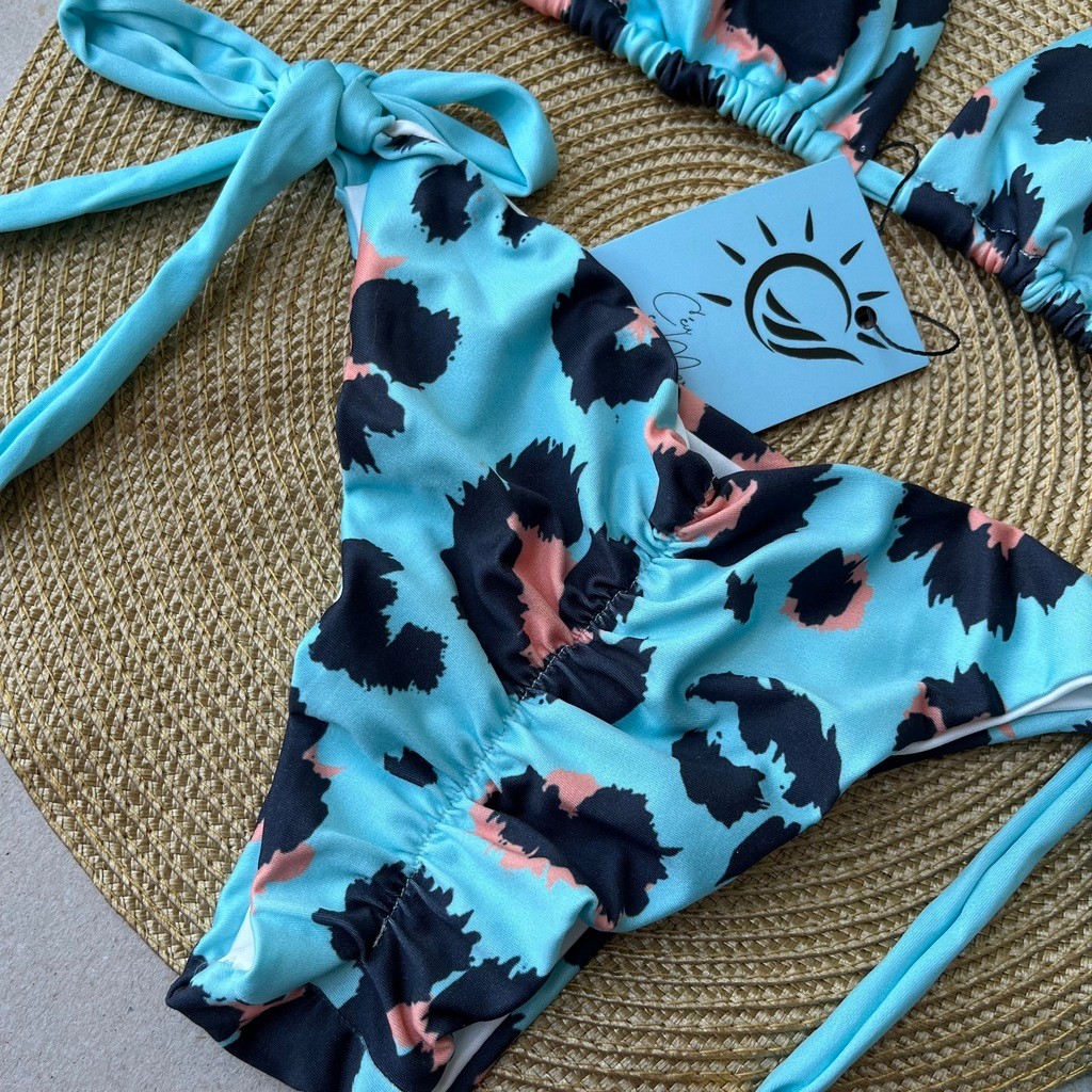 Biquíni Cortininha e Empina Bumbum Onça Azul