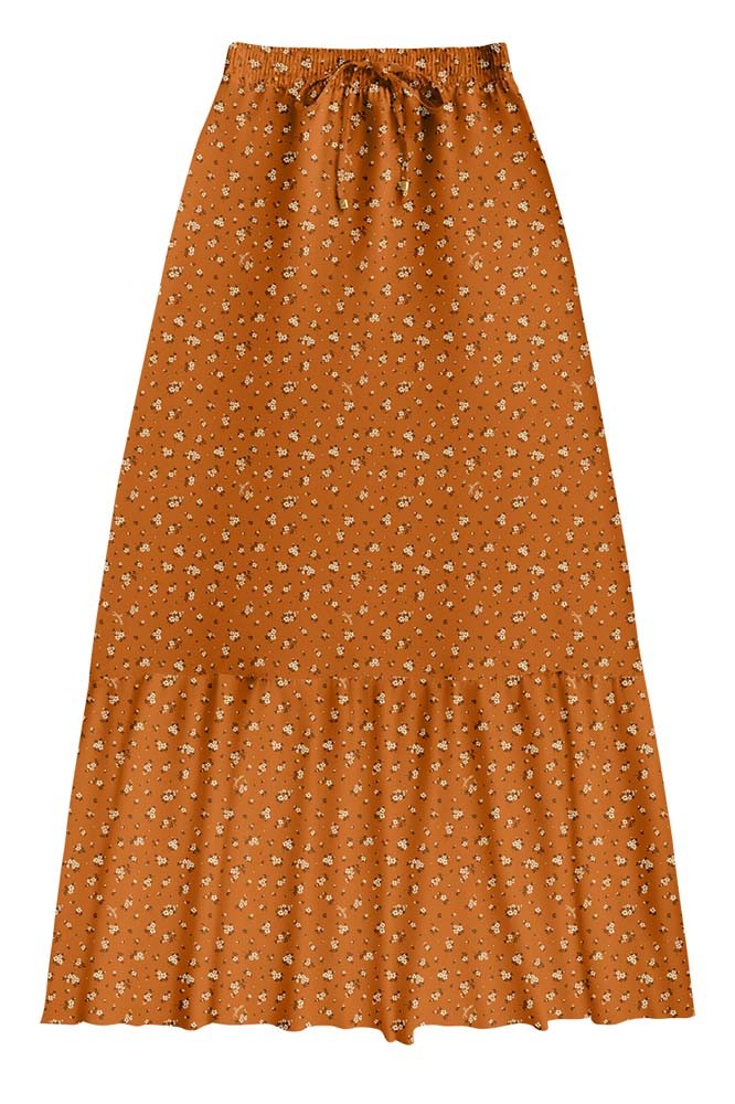 Saia longa com elástico na cintura em viscose lurex ANGEL Loja