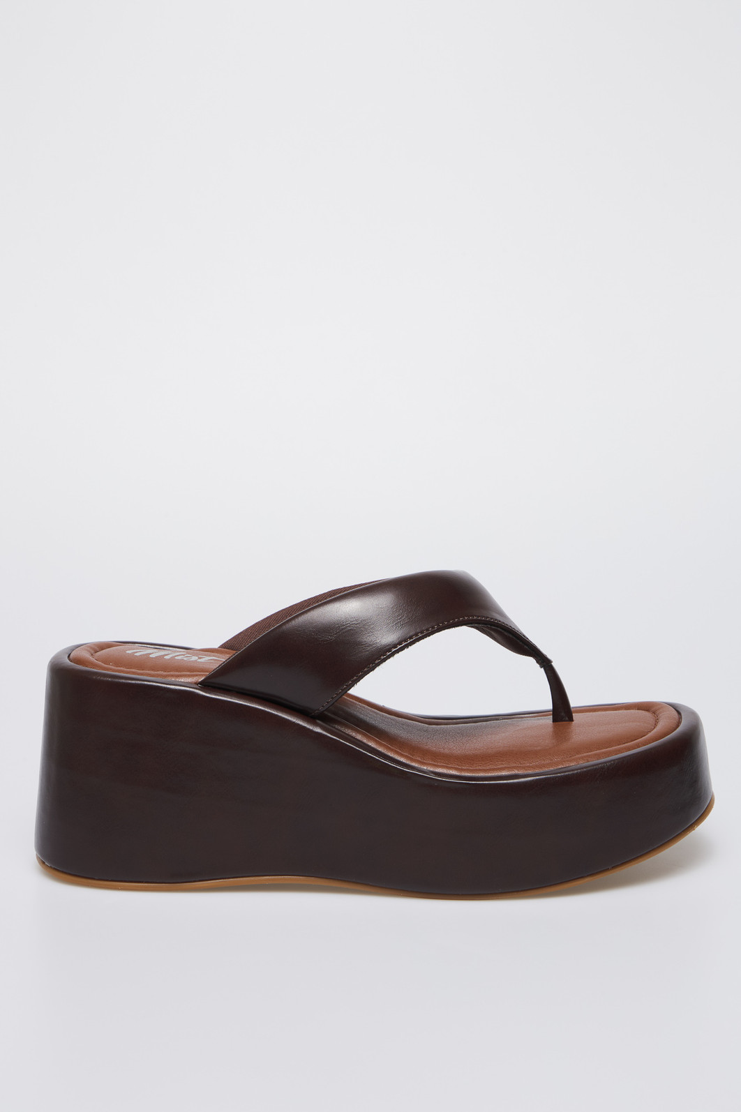 Flat Iza Café - Chinelo com salto baixo