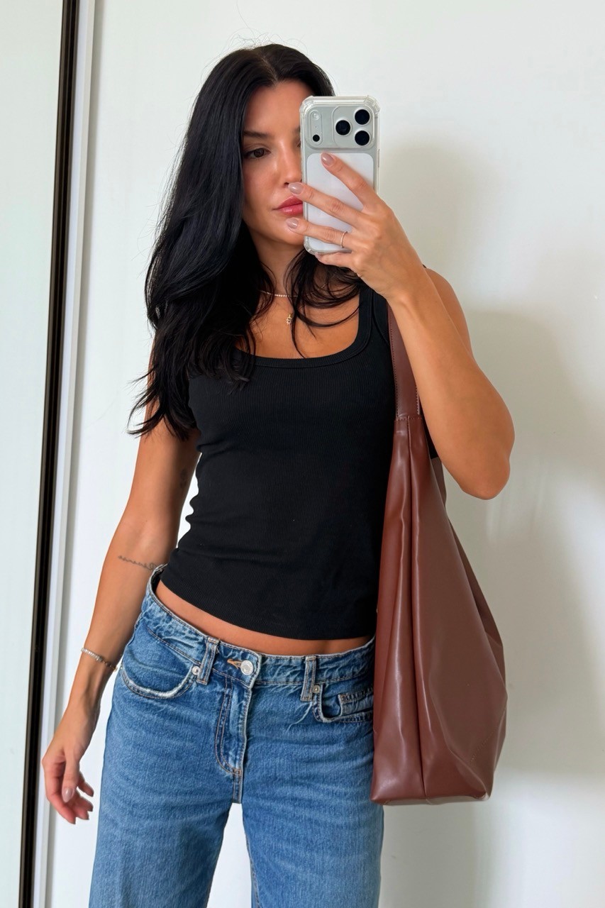 Bolsa Eva Marrom Shopper Grande Minimalista Bolsa Eva Marrom Shopper Grande Minimalista