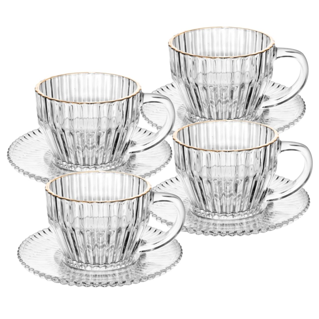 Cj 4 Xícaras de Chá Império c/ Fio de Ouro 220ml Cj 4 Xícaras de Chá Império c/ Fio de Ouro 220ml