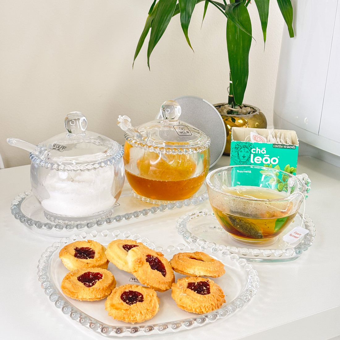 Prato de Cristal Sobremesa Coração Pearl - 20 cm