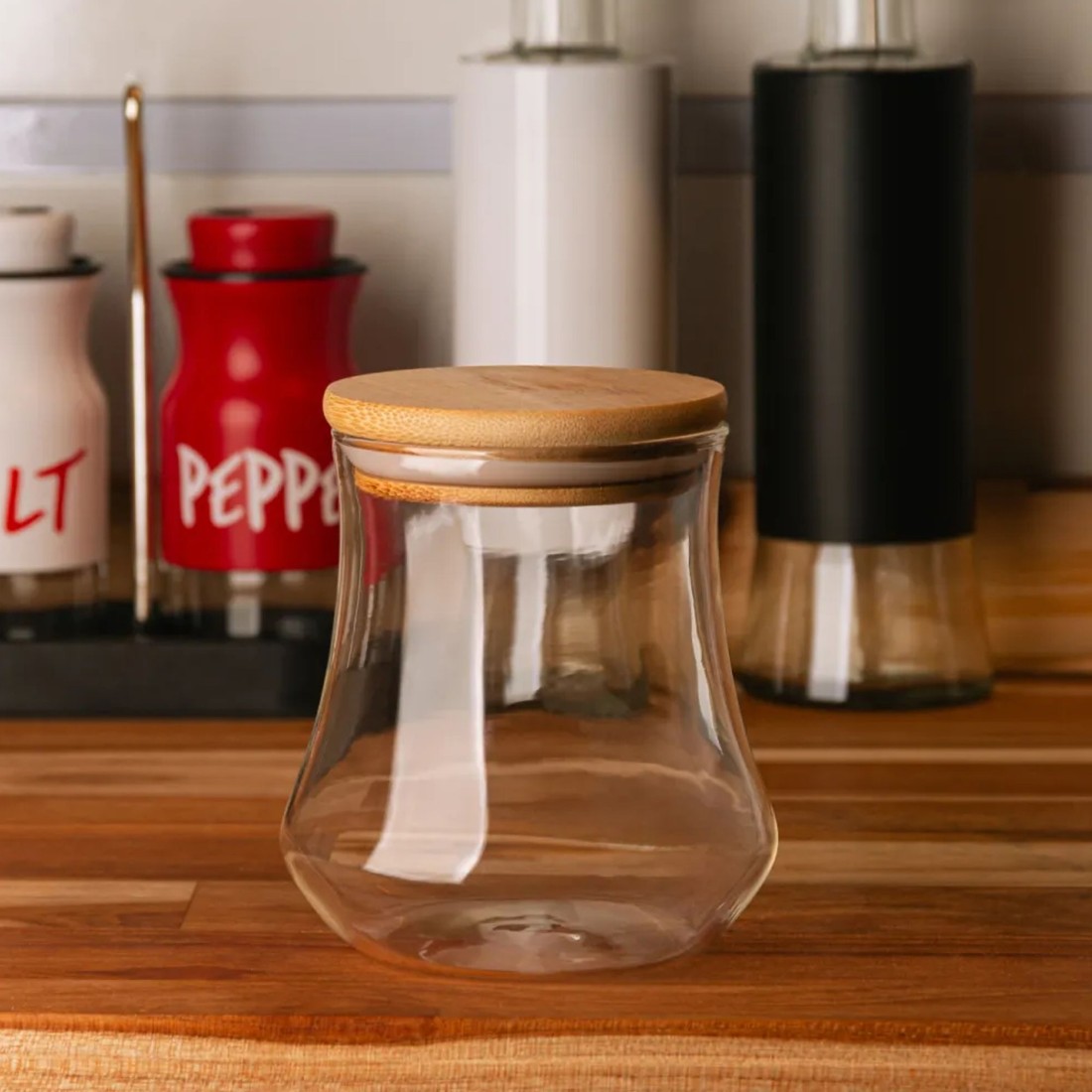 Cj de Porta Mantimento c/ Tampa de Bambu Cj de Porta Mantimento c/ Tampa de Bambu