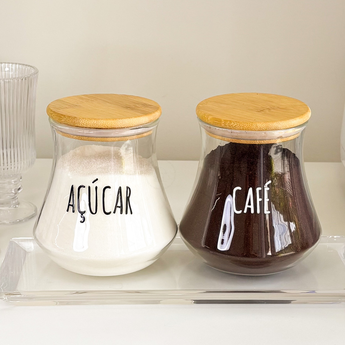 Porta Mantimento c/ Tampa de Bambu 700 ml