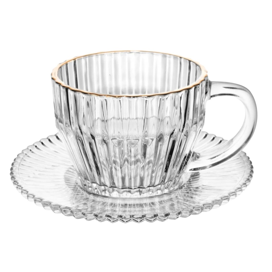 Cj 4 Xícaras de Chá Império c/ Fio de Ouro 220ml Cj 4 Xícaras de Chá Império c/ Fio de Ouro 220ml