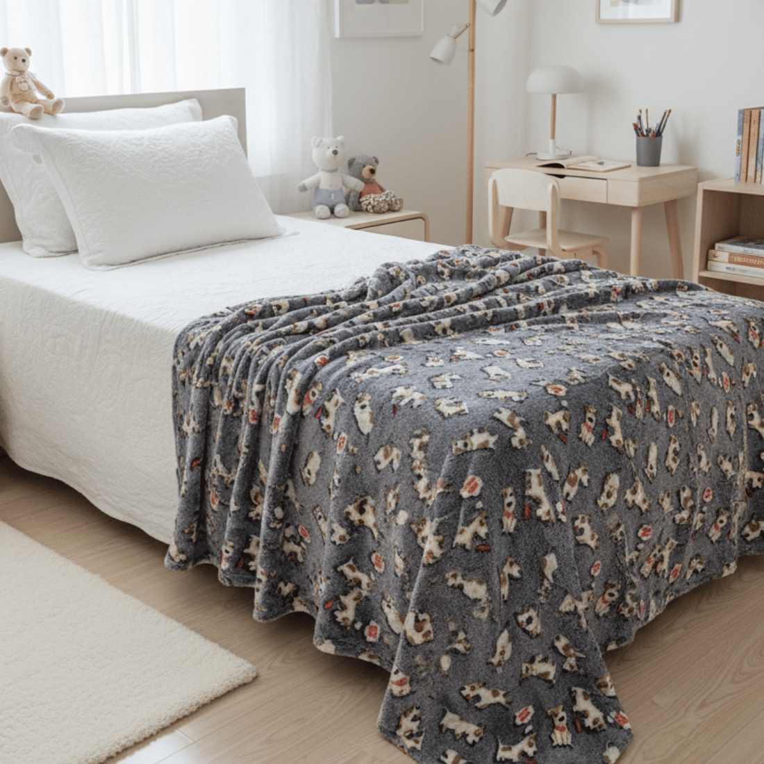 Manta Flannel Solteiro Brilha no Escuro 150x200 Cachorro