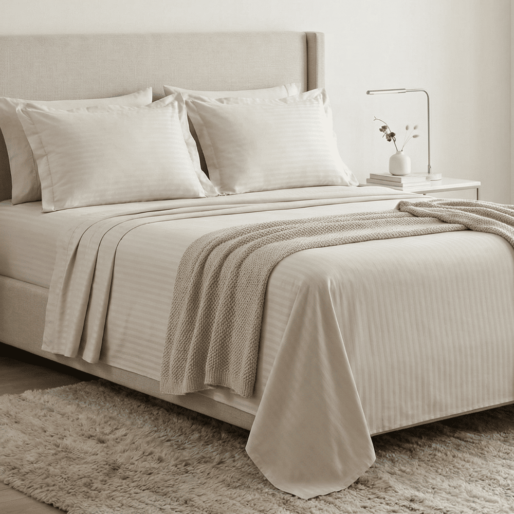 Jogo de Cama Maquinetado 2 Peças Solteiro Marfim — Haus Essentials Jogo de Cama Maquinetado 2 Peças Solteiro Marfim — Haus Essentials