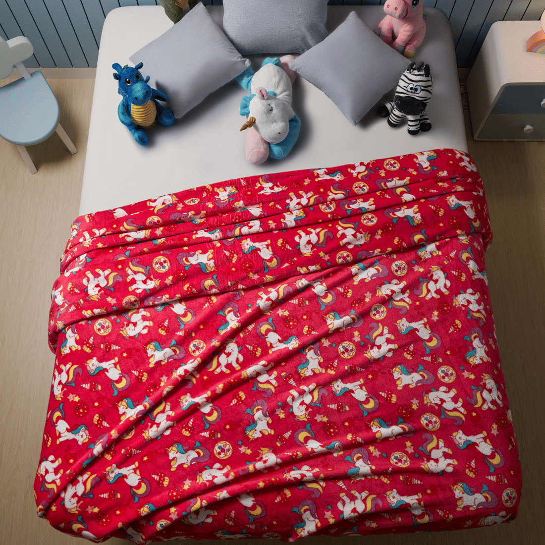 Manta Flannel Solteiro Estampado 150x200 Unicórnio Pink