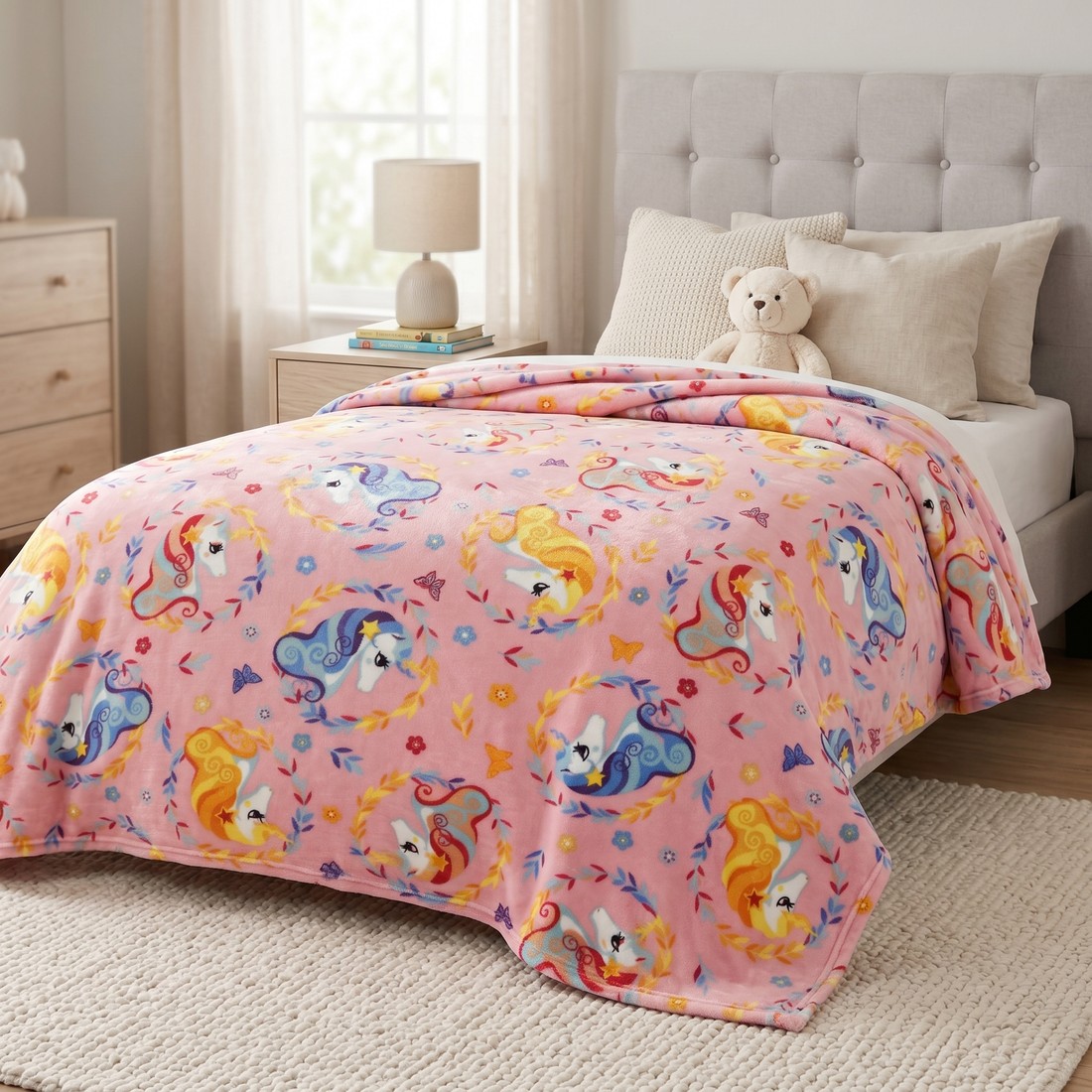 Manta Flannel Estampada Infantil Unicórnio Garden — Haus Kinder (Cópia)