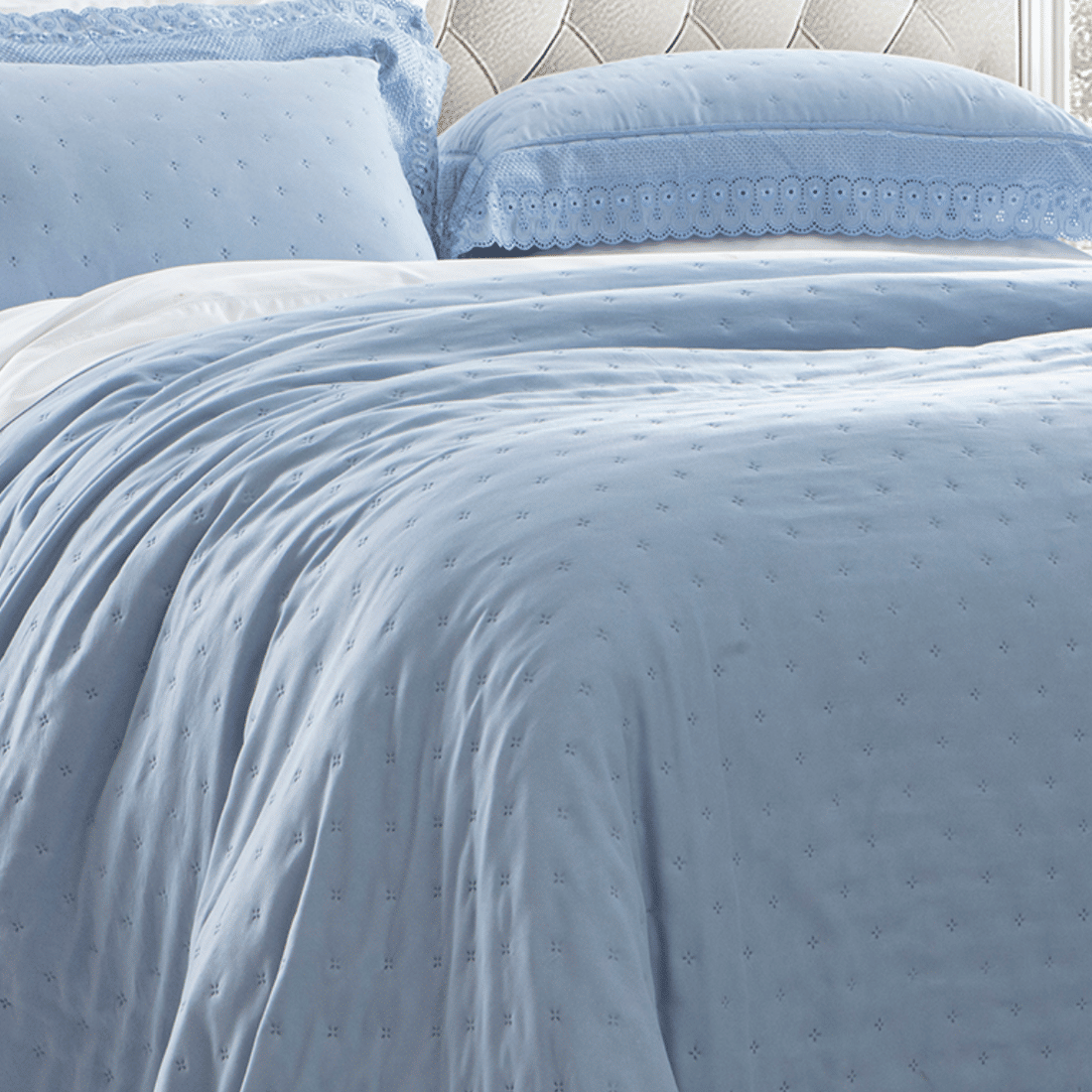 Kit Cobreleito Bordado Casal Azure