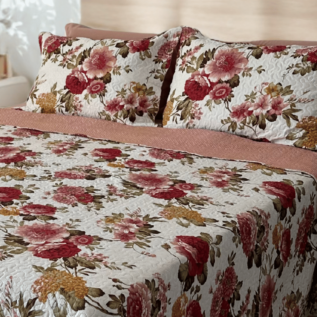 Kit Colcha Boutis King Florata