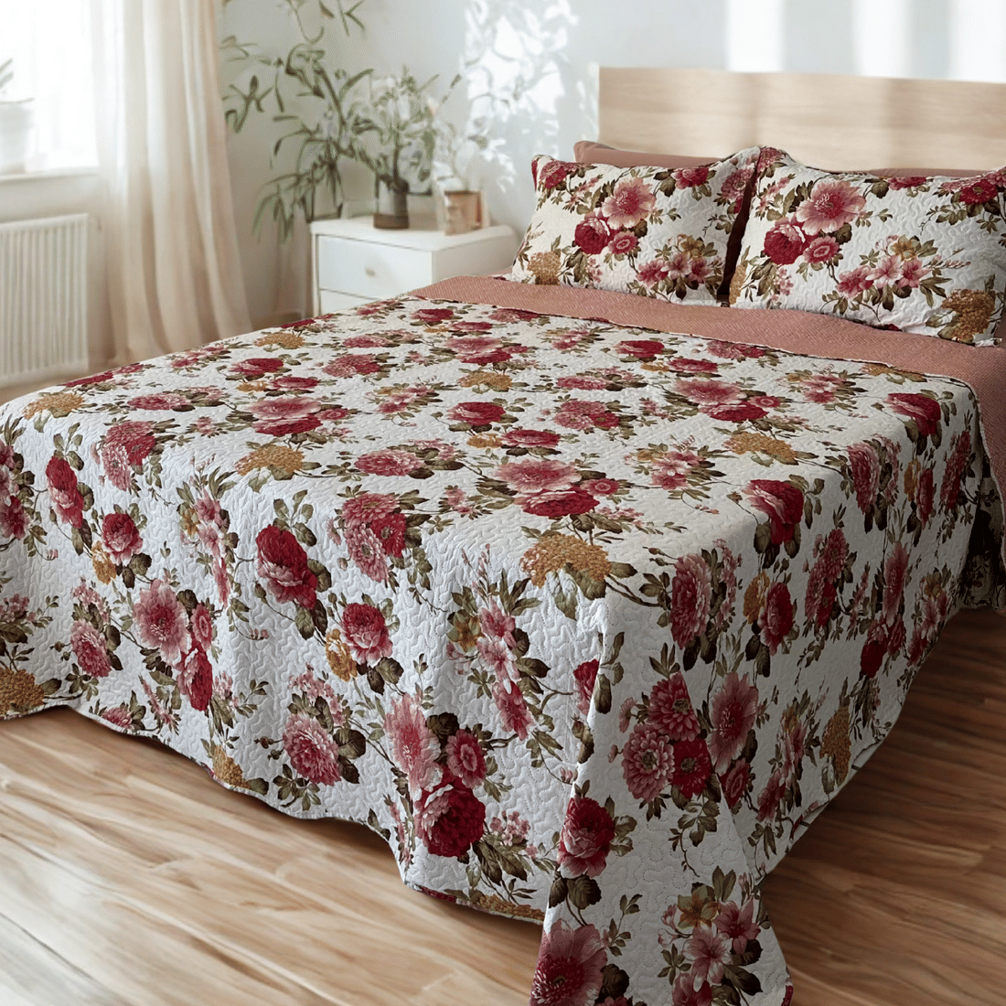 Kit Colcha Boutis Queen Florata