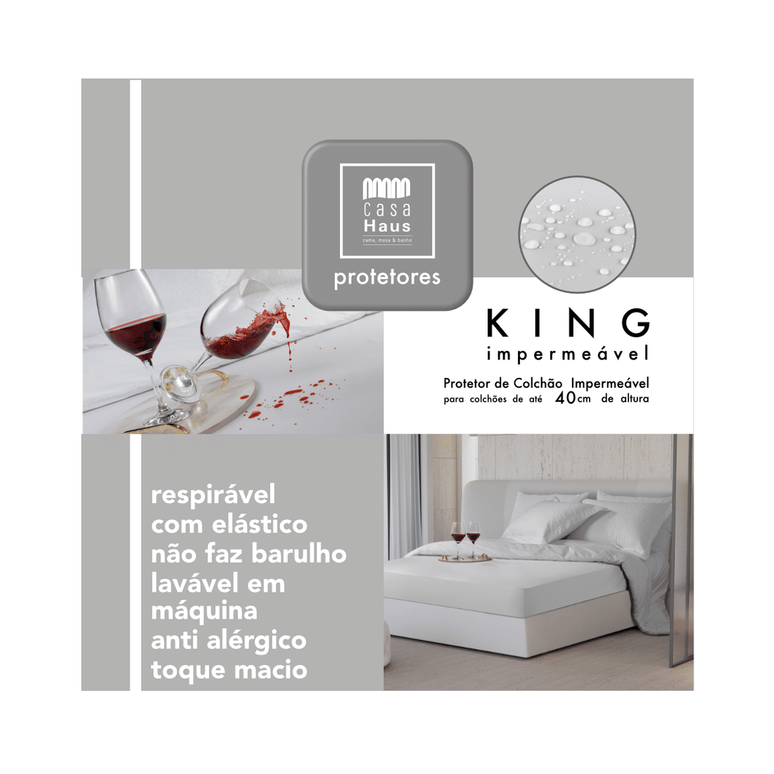 Protetor Impermeavel King 1,93x2,03+40cm Protetor Impermeavel King 1,93x2,03+40cm