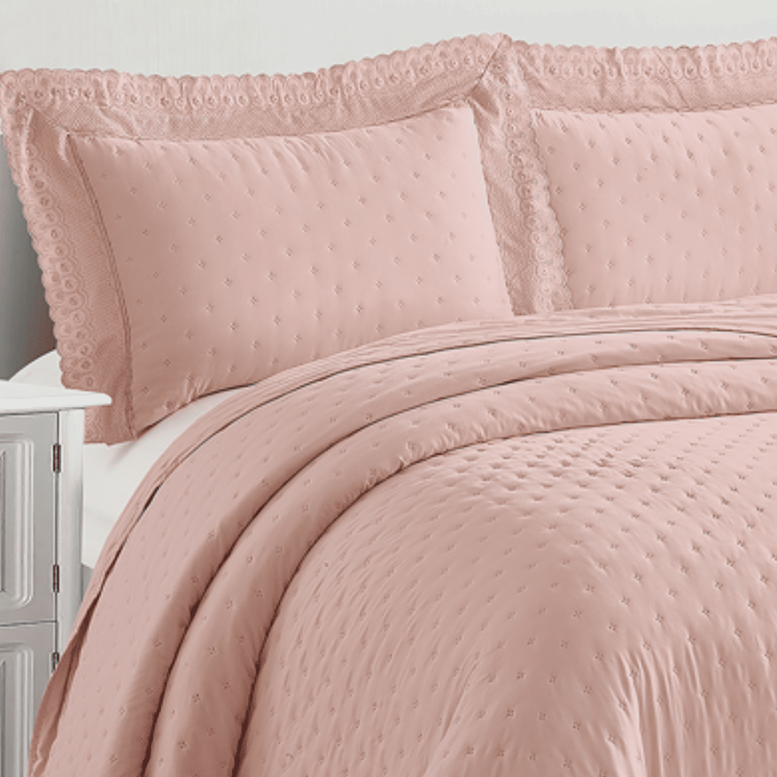 Kit Cobreleito Bordado Queen Rosê